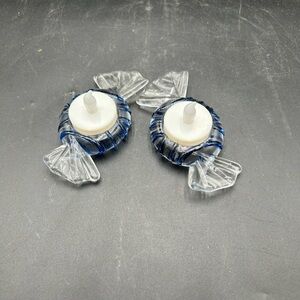 Blue and Clear Glass Candy Shaped Candle Holders acrylic